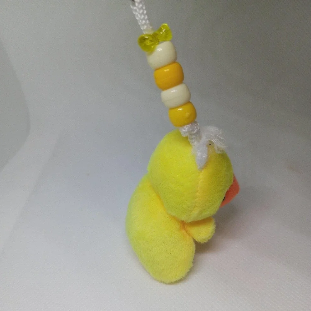 Cute Chick Keychain Pendant Plush Soft Toy Stuffed Animal With Beads